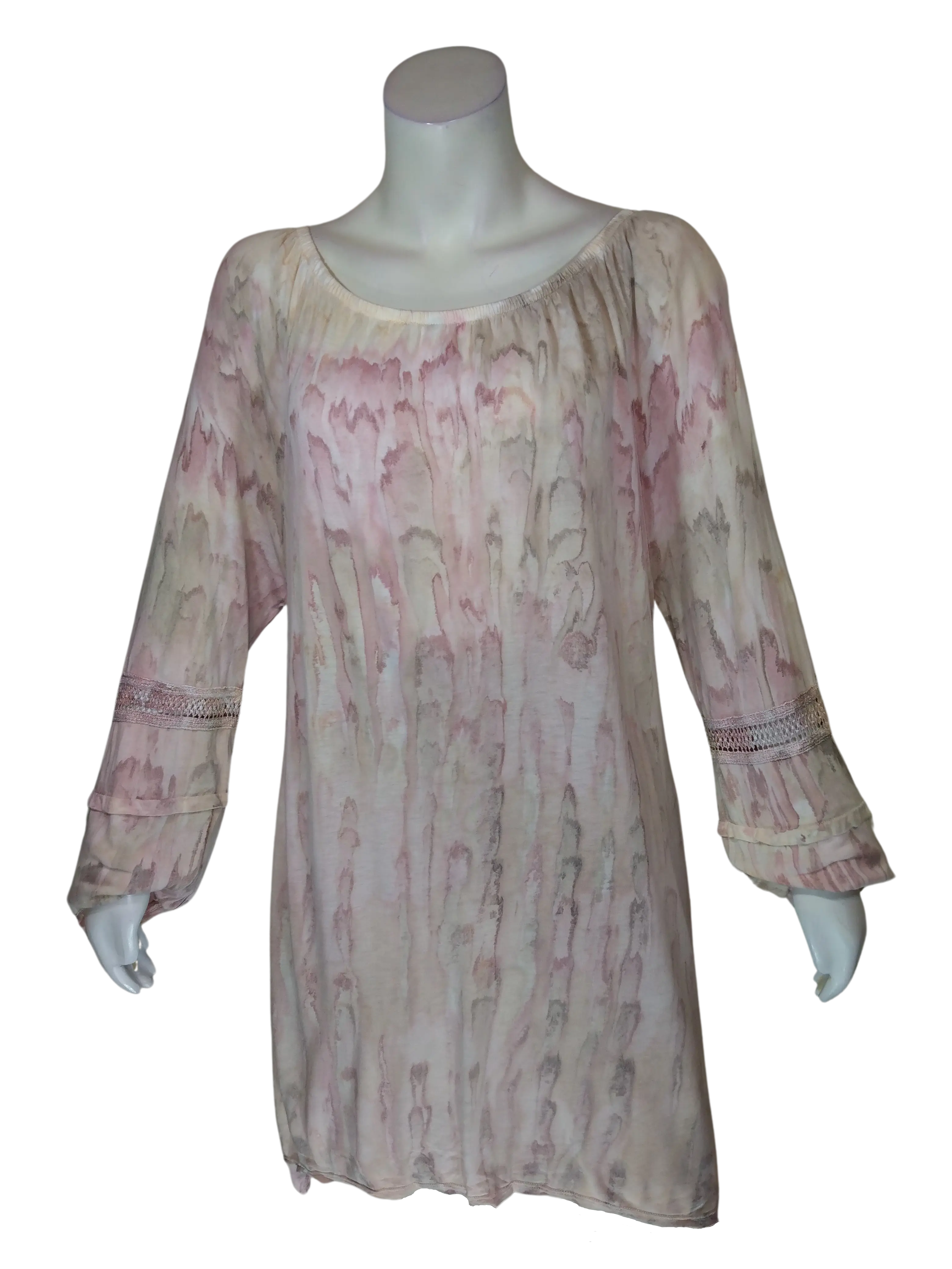 XCVI Women’s Pink Paint Drip Top (Sleeves Longer Than Shown), Size XL