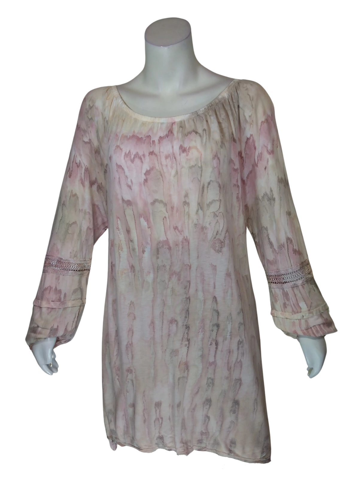 XCVI Women’s Pink Paint Drip Top (Sleeves Longer Than Shown), Size XL