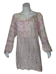 XCVI Women’s Pink Paint Drip Top (Sleeves Longer Than Shown), Size XL