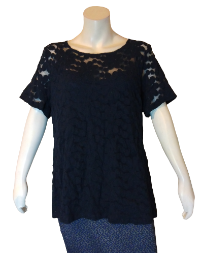 Navy INC Mesh Blouse