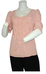 Forgotten Grace Women’s Blush Beaded Top, Size Large