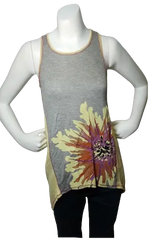 Libertalia Girls’ Grey/Yellow Top with Flower, Size Medium (10)
