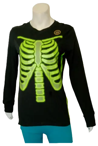Cat & Jack Girls’ Black Glow In The Dark Skeleton Shirt, Size XL (16)