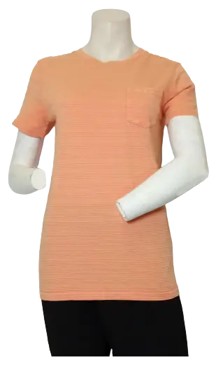 Cat & Jack Girls’ Orange Striped Shirt with Pocket, Size Large (12-14)
