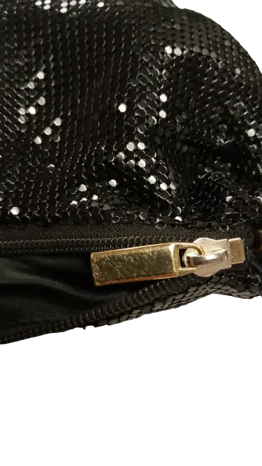 La Regale Black Shiny Mesh Evening Bag