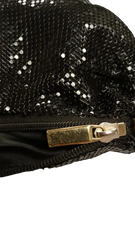La Regale Black Shiny Mesh Evening Bag