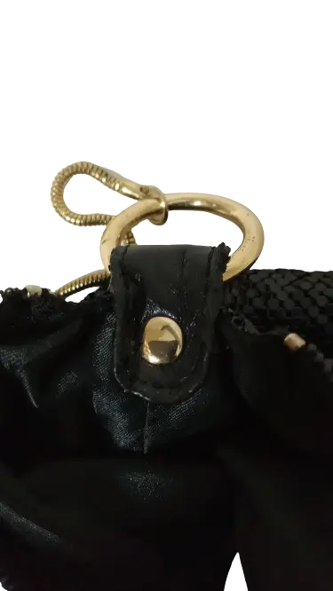 La Regale Black Shiny Mesh Evening Bag