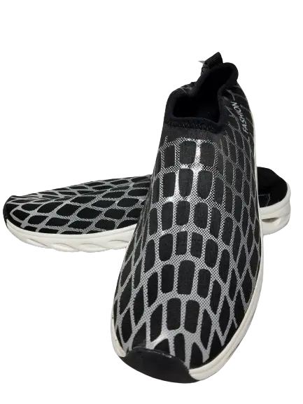 Black & White Striped Slip on Athletic Shoes