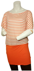 Bella D orange/white stripe dress