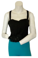 Urmoda Women’s Black Tank Top with Fringe, Size Medium