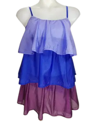 Minuet Girls’ Purple/Dark Blue/Burgundy Ruffle Dress, Size Medium