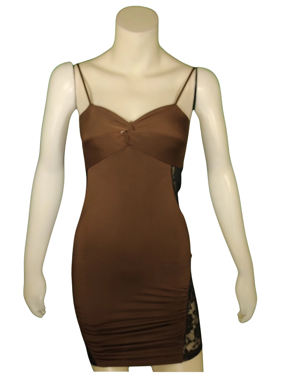 JM Collection Women’s Brown & Black Slip Dress – Medium, Stretch Polyester Blend