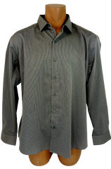 Alfani Men’s Fitted Black/Grey Plaid Long Sleeve Shirt, Size XL (17 32-22)