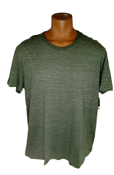 St. Johns Bay Men’s Green Striped Short Sleeve Shirt, Size XXL