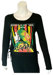 Blush Girls’ Black “Reggae is My Soul Every Day” Long Sleeve Shirt, Size Large