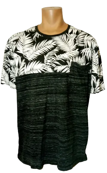 Foundry Young Men’s Black/White/Grey Tropical Short Sleeve Shirt, Size XL