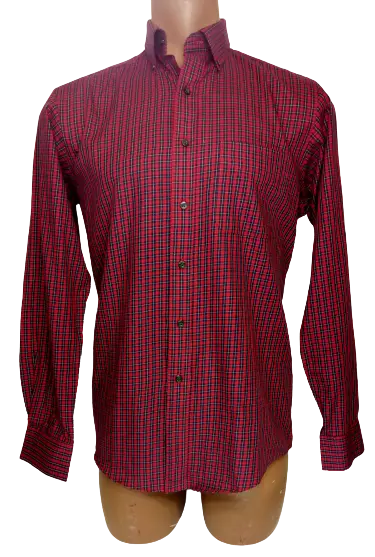Club Room Men’s Red Plaid Long Sleeve Shirt, Size 15 34/35