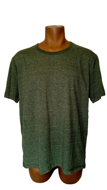 St. Johns Bay Green Striped Short Sleeve Shirt, Size XL