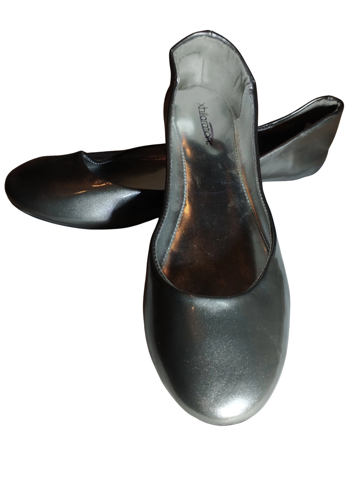 Xhilaration Silver Shiny Flats | Size 6 | Women's Sparkly Ballet Shoes