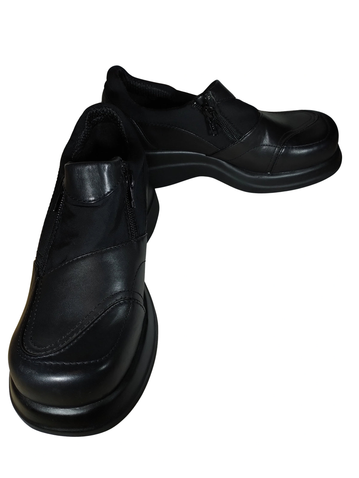 MIA Black Square Toe Wedge Shoes with Zipper Design - Size 4M