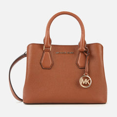 Michael Kors Camille Small Leather Satchel in Caramel