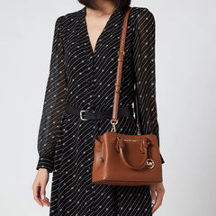 Michael Kors Camille Small Leather Satchel in Caramel