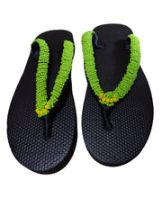 Beaded Unisex Flip Flop Green Size 8 (measure 9.5")
