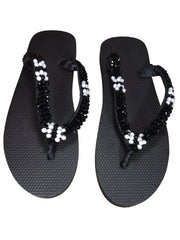 Beaded Unisex Flip Flop Black White Size 12.5 (measure 11")