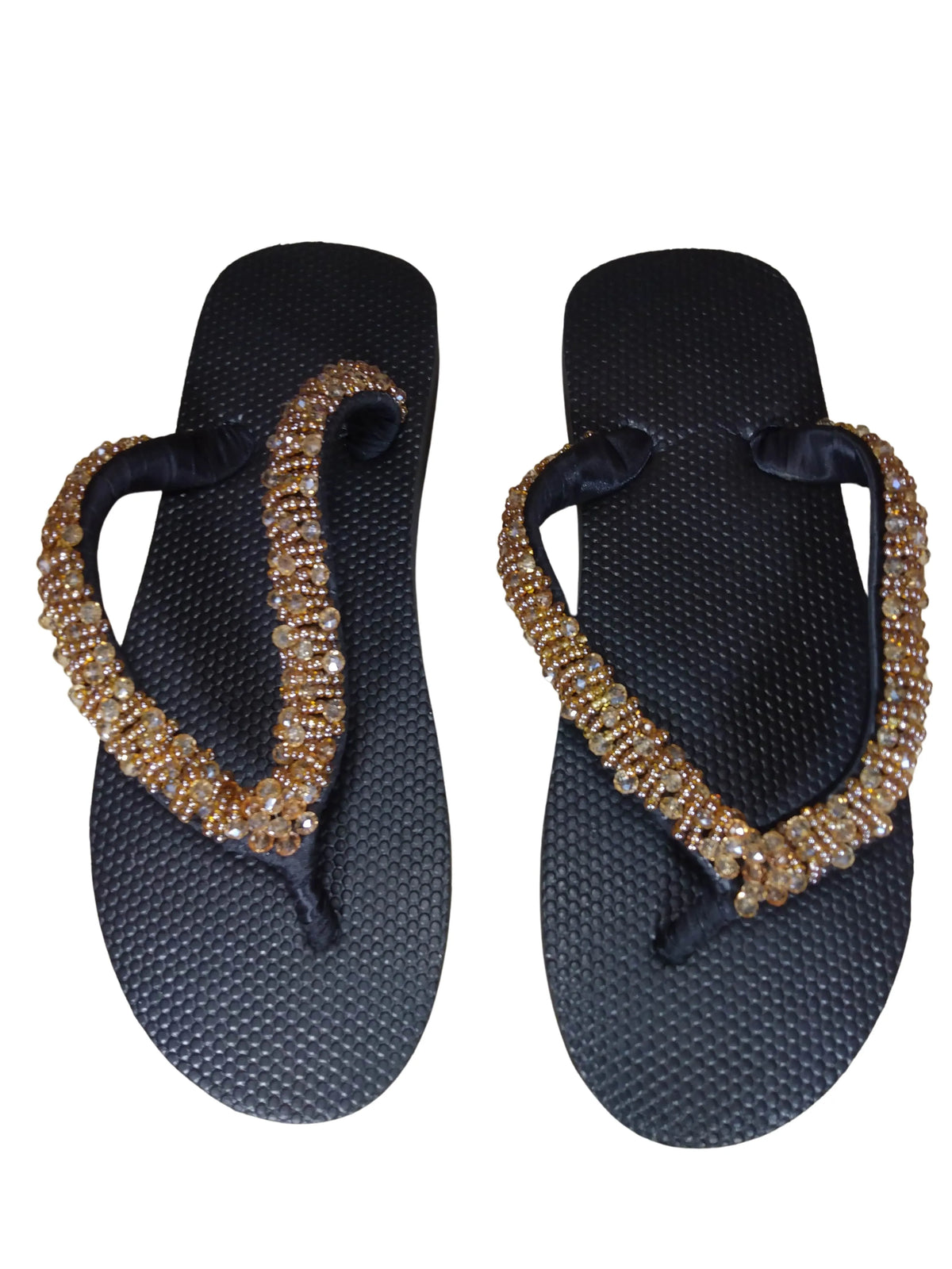 Beaded Unisex Flip Flop Peach Size 11 (measure 10.5")