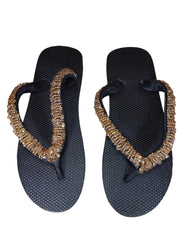 Beaded Unisex Flip Flop Peach Size 11 (measure 10.5")