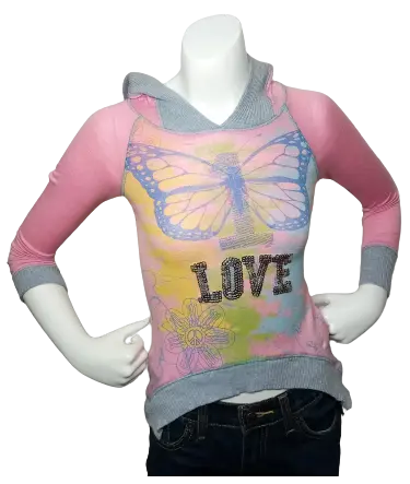 Libertalia Girls’ #1 Love Butterfly/Sequins Top, Size Medium (5-6)