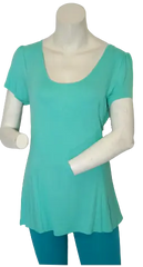 Zenana Outfitters Women’s Aqua Short Sleeve Shirt, Size Large