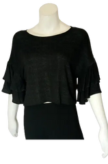 Ces Femme Women’s Black Shirt with Ruffles, Size Medium