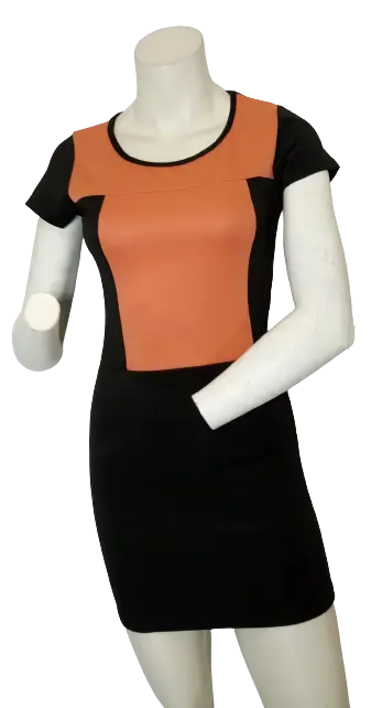 Love In Women’s Black/Orange Short Sleeve Retro Dress, Size Medium