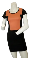 Love In Women’s Black/Orange Short Sleeve Retro Dress, Size Medium