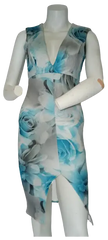 Diva General Collection Women’s Blue/Grey Dress with Flowers, Size Small