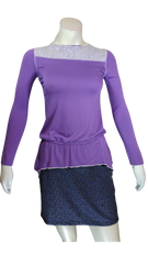 Diva General Collection Women’s Purple/Cream Long Sleeve Unfinished Top, Size Small