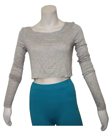 Love In Girls’ Grey Long Sleeve Crop Top, Size Large