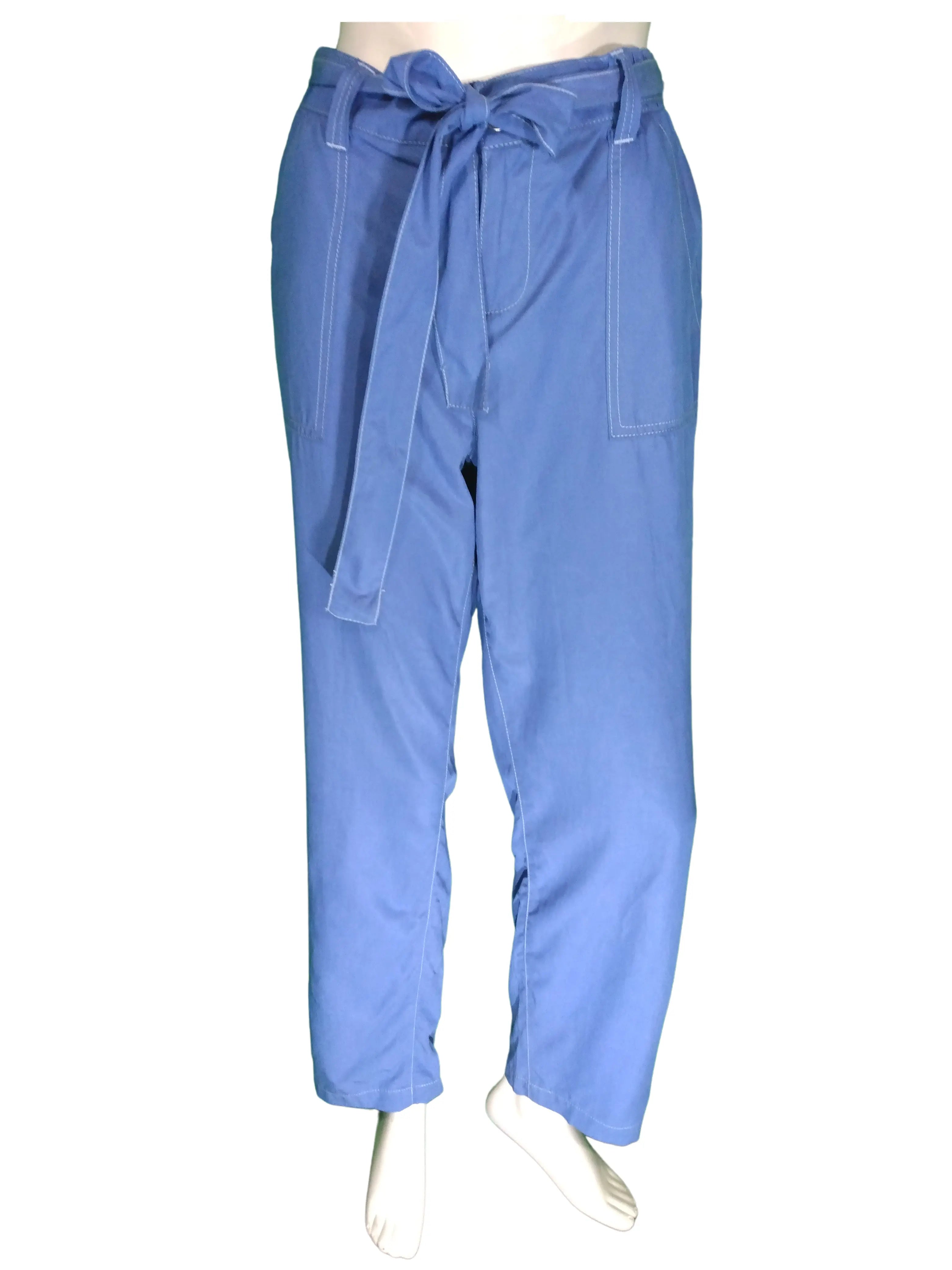 GuoTai Women’s Blue Pant with Waist Tie, Size 17"