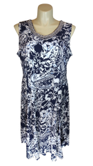 JM Collection Women’s Black/White/Navy Beaded Dress, Size 2X