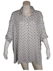 Love In Women’s Grey Medallion Button-up Blouse, Size Medium