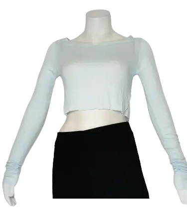 Love In Girls’ Light Blue Long Sleeve Crop Top, Size Large