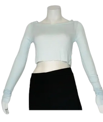 Love In Girls’ Light Blue Long Sleeve Crop Top, Size Large