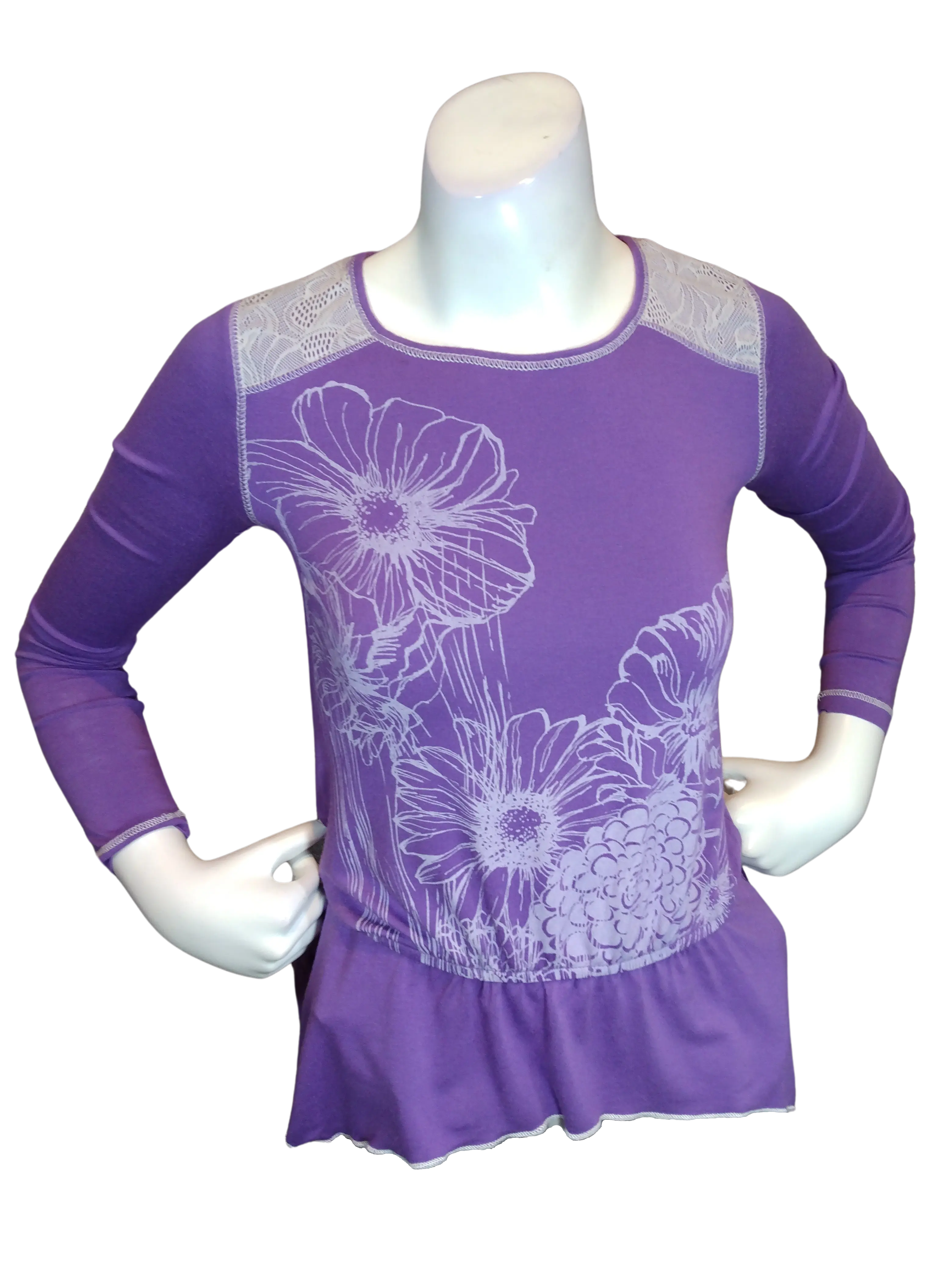 Libertalia Girls’ Purple Graphic Top, Size S (7/8)