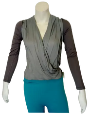 Leshop Women’s Grey Long Sleeve Open Shirt, Size Small