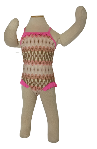 Pink/Brown "Ikat" Print Swimsuit