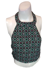 Millau Girls’ Black/Turquoise Halter Top, Size XS