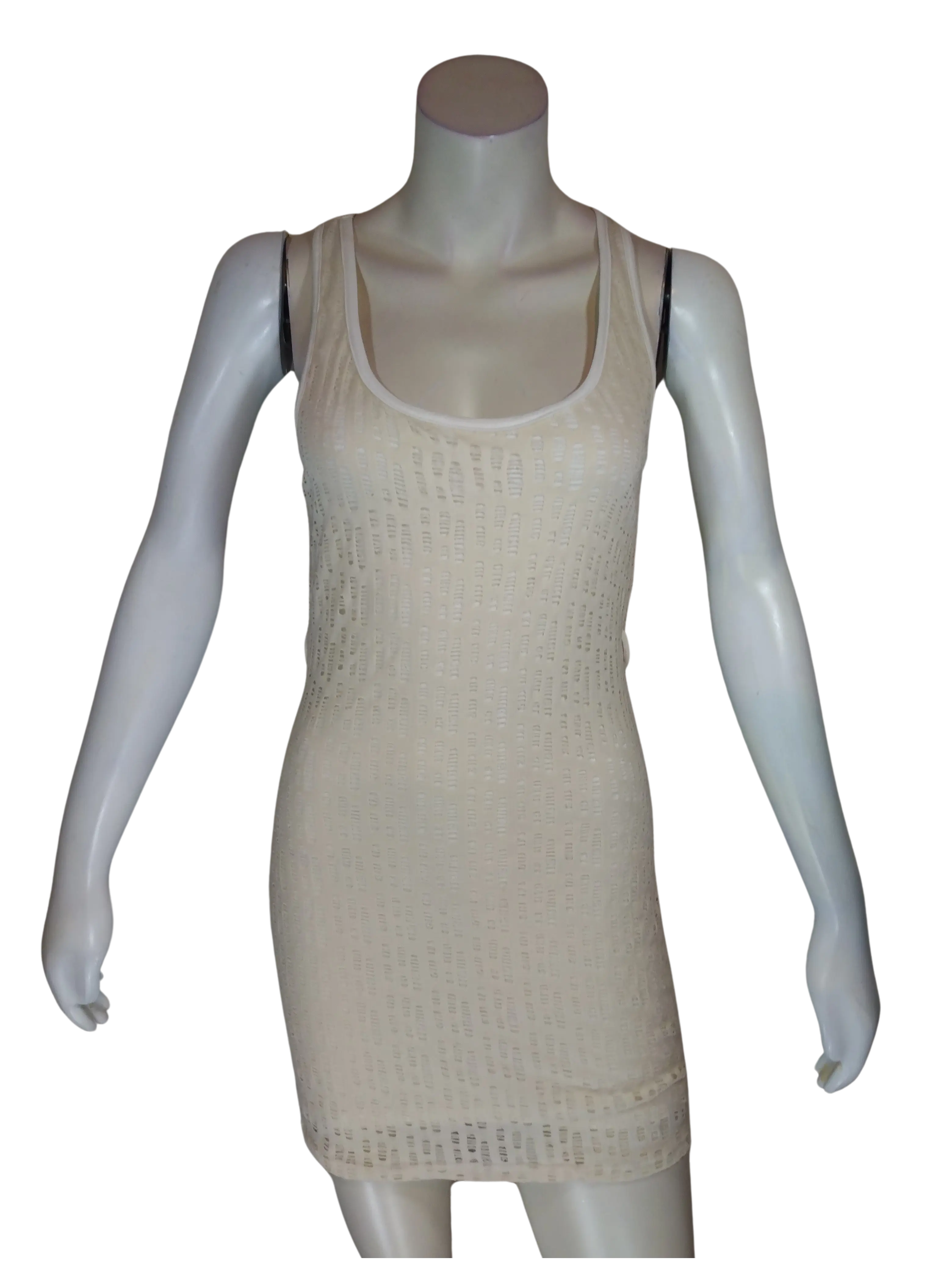 Purple Rain Women’s Cream Sleeveless Sheath Dress (Missing Belt), OSFA