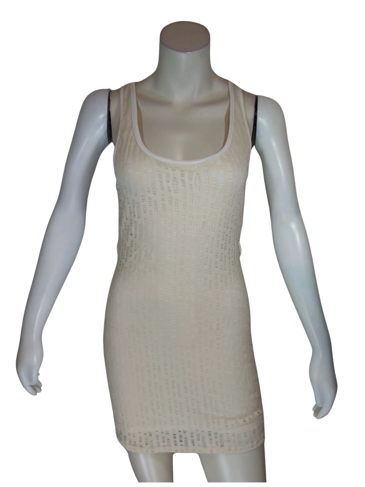 Purple Rain Women’s Cream Sleeveless Sheath Dress (Missing Belt), OSFA