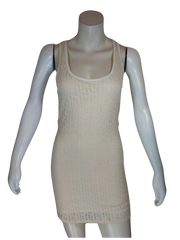 Purple Rain Women’s Cream Sleeveless Sheath Dress (Missing Belt), OSFA